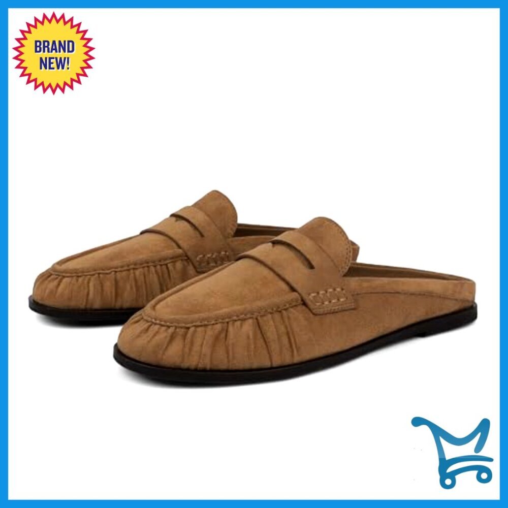 Comfortable Penny Loafers Mules Slip-On Backless Flats Office Casual Shoes - Picture 4 of 7